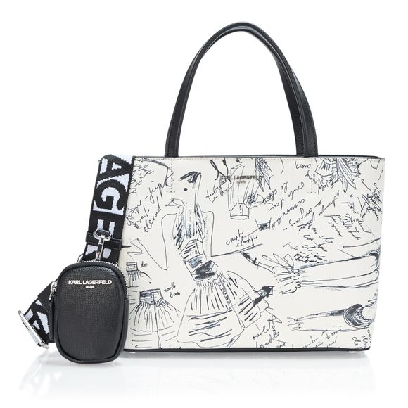 Paris Maybelle Choupette Satchel, White/Black Print ^_^ - Picture 1 of 4